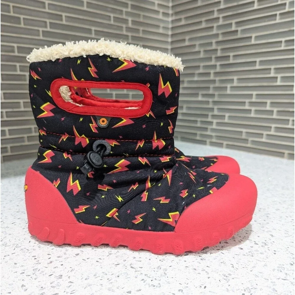 Bogs B-Moc winter boots Lightning black Red Yellow Waterproof Kids Boys Size 13